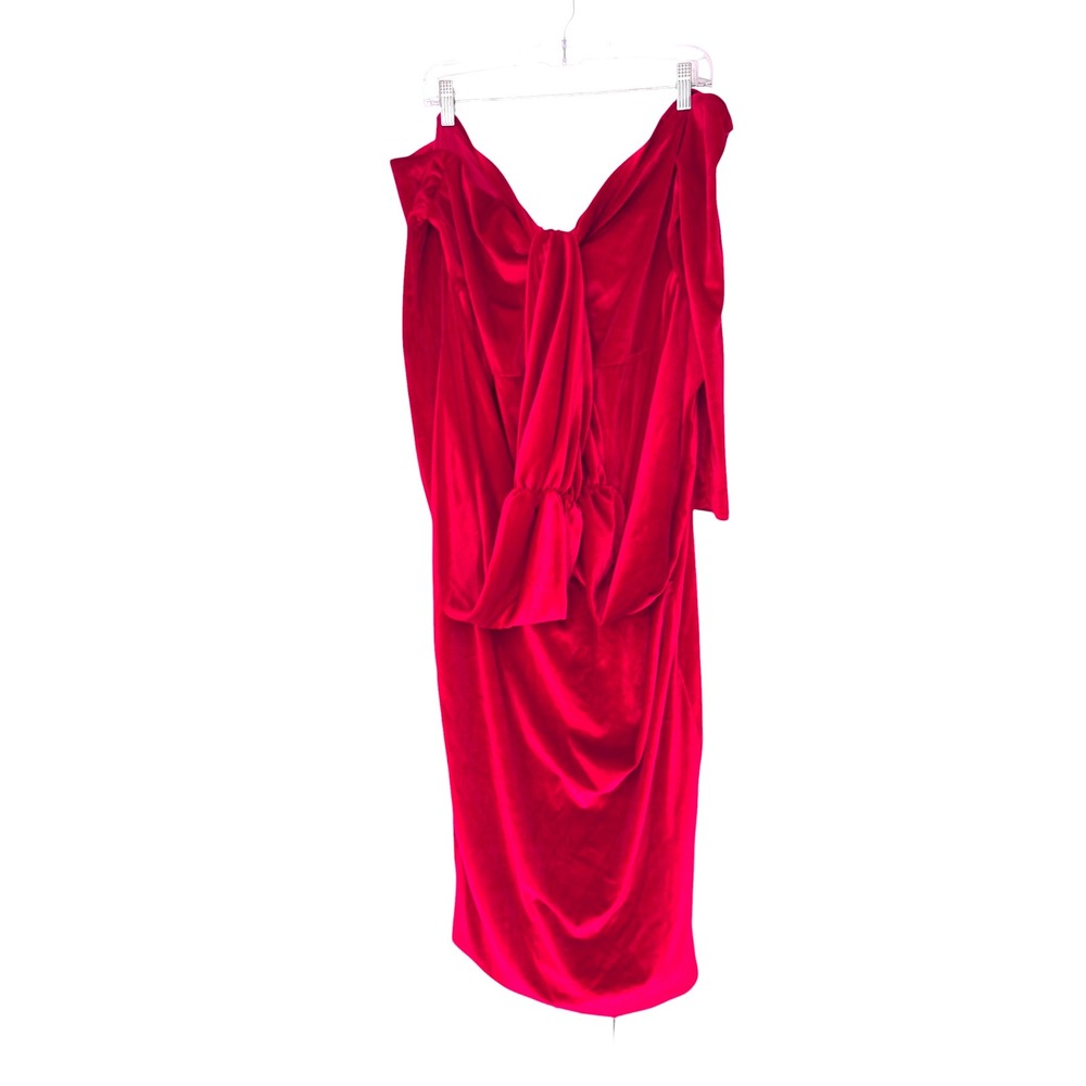 Fashion Nova Dress Red Plus‎ Holiday Christmas Party Velvet Long Sleeve Size 3X